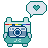 Teal pixel bear with a camera