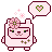 Pink pixel bear with a flower